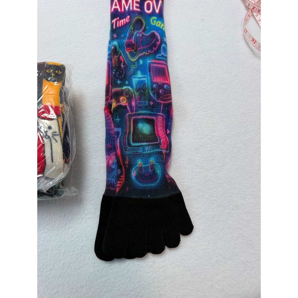Bysock 3 Pair Running Toe Socks Bundle Game Over Cats Teal BS5003# Multi